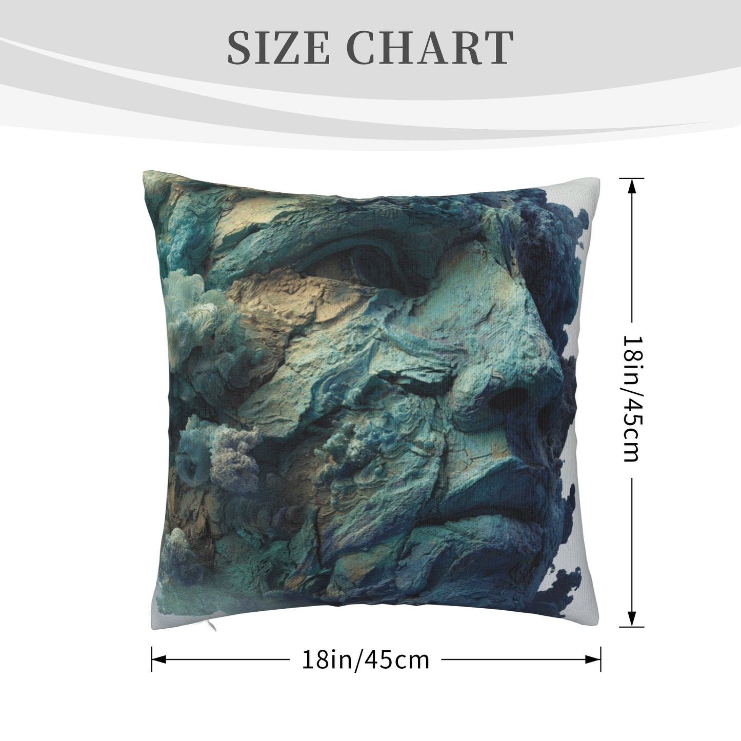 18"x18" Abstract Rock Texture Face Pillow Cover – Artistic Carved Stone Style Decorative Cushion Case